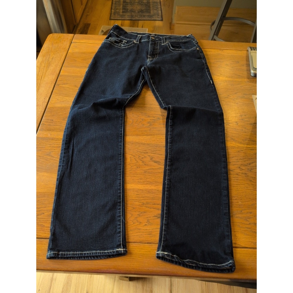 True Religion Men's Ricky Relaxed Straight Blue Denim 34x32 No Flap